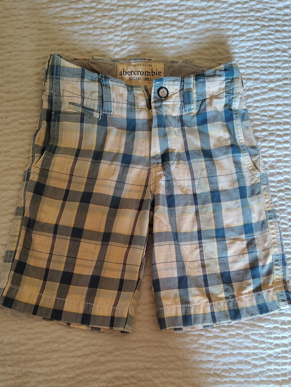Vintage Abercrombie & Fitch Girl's Yellow & Blue Plaid Shorts Size 10 Y2K